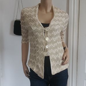 Elegant Cream Lace Women's Vintage Jacket
